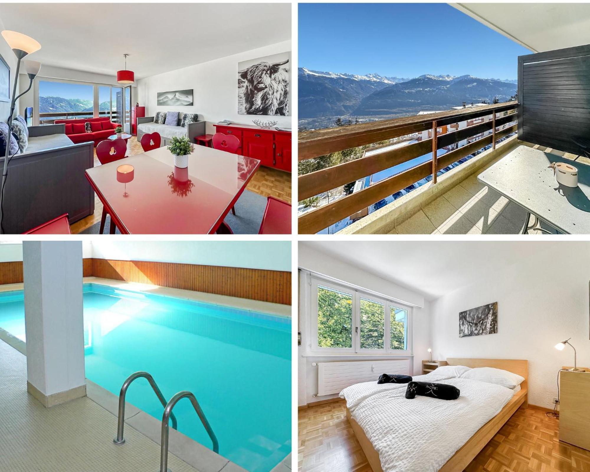 Pied-A-Terre In Crans-Montana, Pool And View - Swiss Alps Apartment Екстериор снимка